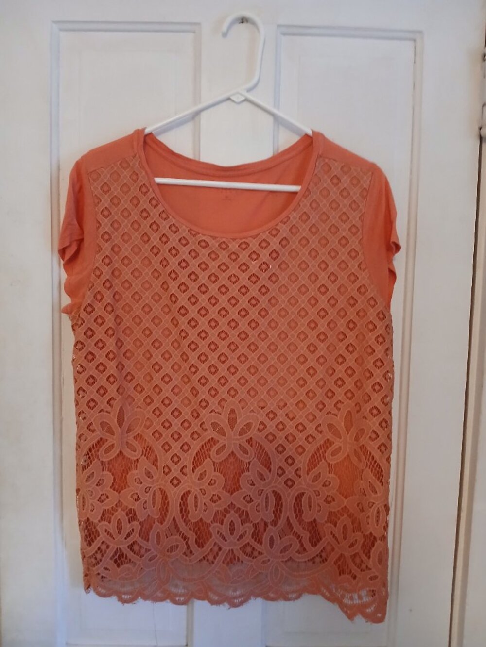 SOHO Burnt Orange Top Women's XL Rayon Short Sleeve Shirt